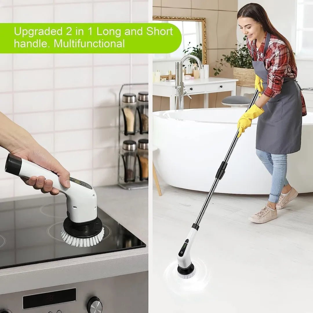 Electric Spin Power Scrubber Cordless Cleaning Brush Long Handle 7 Heads image 7