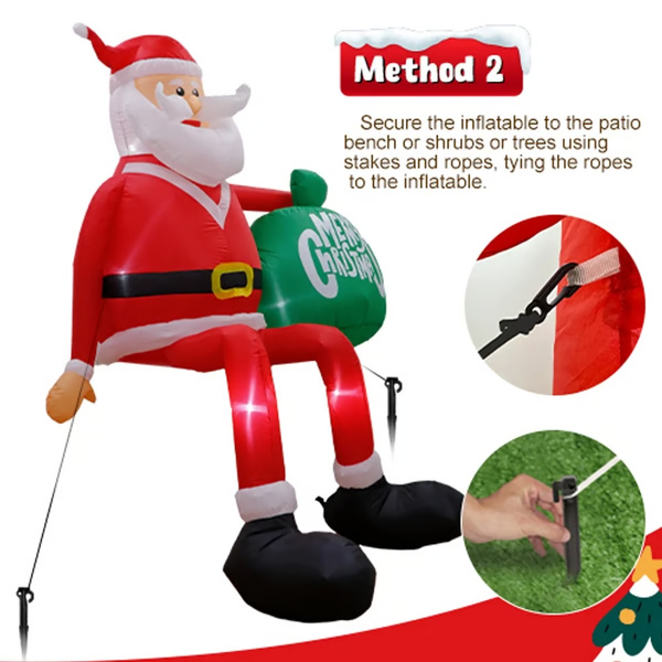 Giant 8FT LED Climbing Santa Inflatable – Premium Outdoor Christmas Decoration image 3