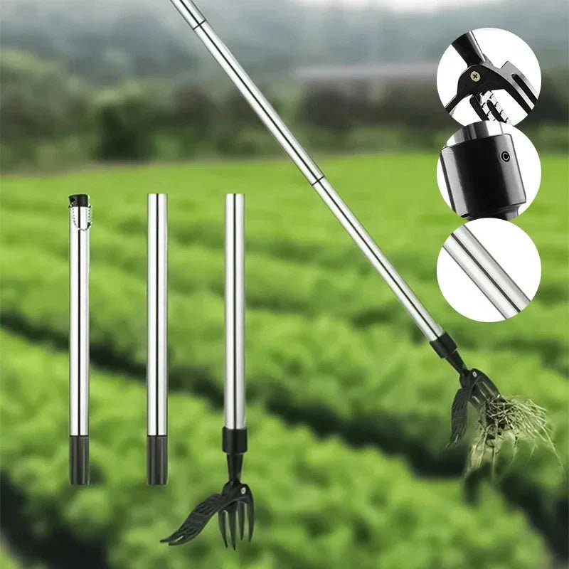 Stainless Steel Adjustable Long Handle Detachable Weed Puller - THREE STAGE STICK + ROOT STARTER image
