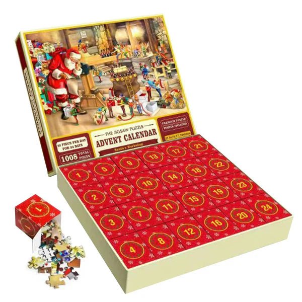 Christmas Jigsaw Advent Calendar Puzzle Blind Box 24 Parts - Santa Delivering Gifts image