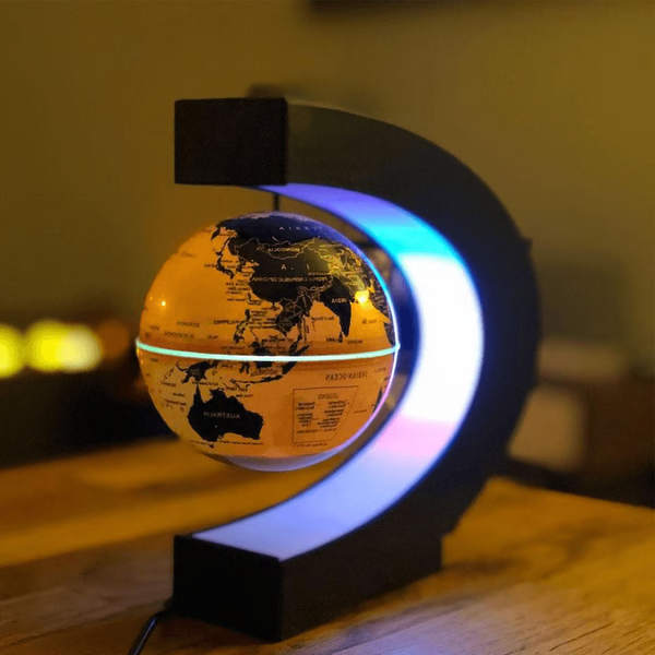 Magnetic Floating Globe With LED Light - Golden image
