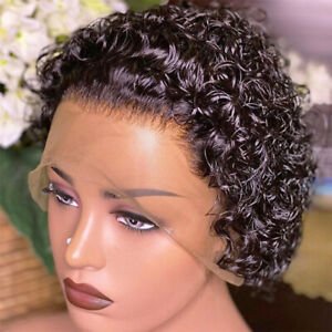 Premium Lace Front Short Curly Pixie Bob Human Hair Weave Wig image 2