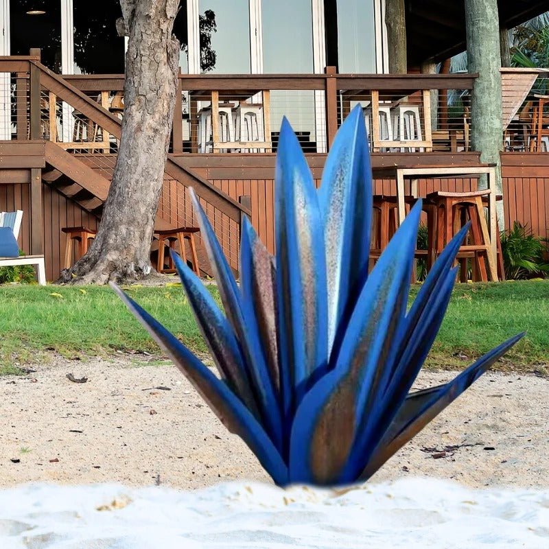 Agave Americana Metal Decorative Plant - Blue image