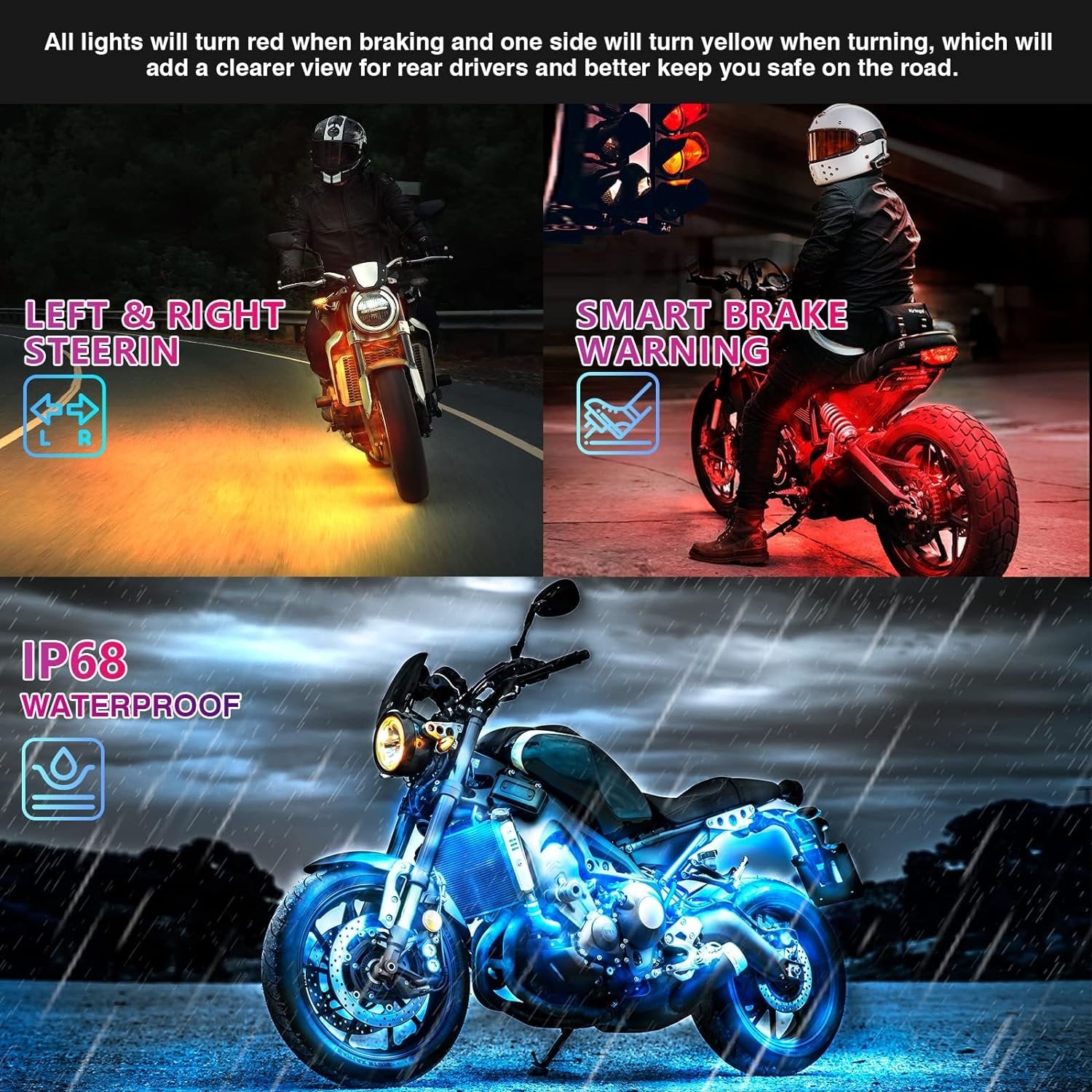 12pcs Motorcycle Led Light Kit With Brake Light Turn Signal image 2