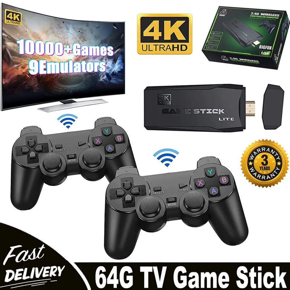 HDMI 4K TV Game Stick Console | 64GB with 20,000+ Retro Games & 2 Wireless Gamepads image 4