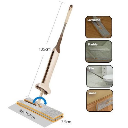 Self-Wringing Double-Sided Flat Microfiber Mop & Broom With 360 degree Spin image 7