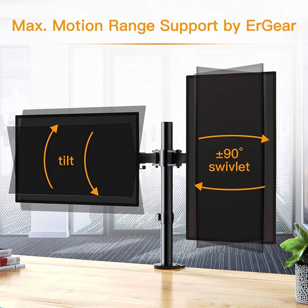 Heavy Duty Dual Computer Monitor Arm Stand For Desk - Image 4