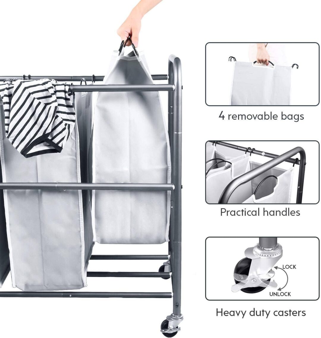 4 Section Laundry Sorter Dividing Hamper Basket - Image 5