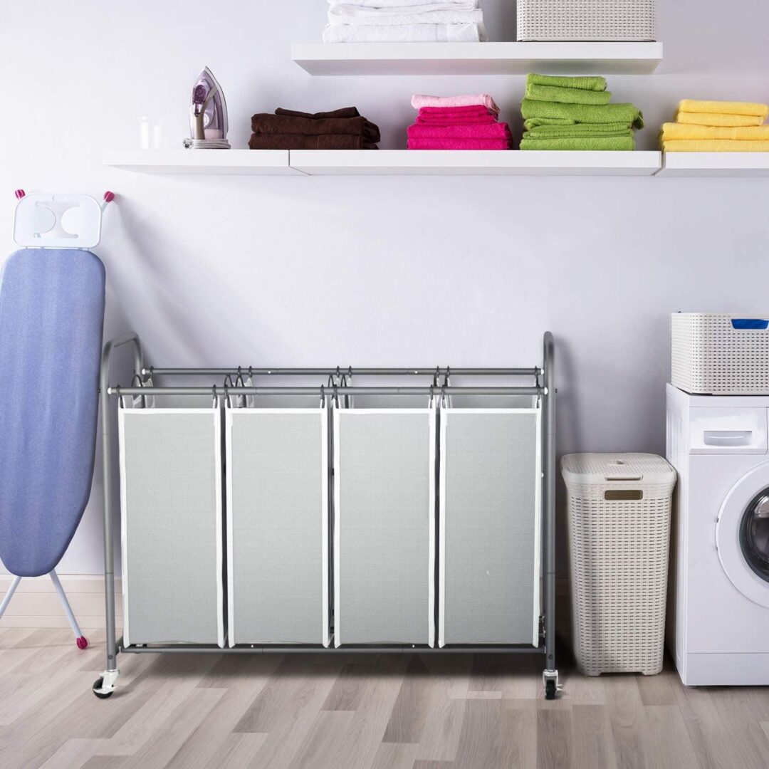 4 Section Laundry Sorter Dividing Hamper Basket - Image 4