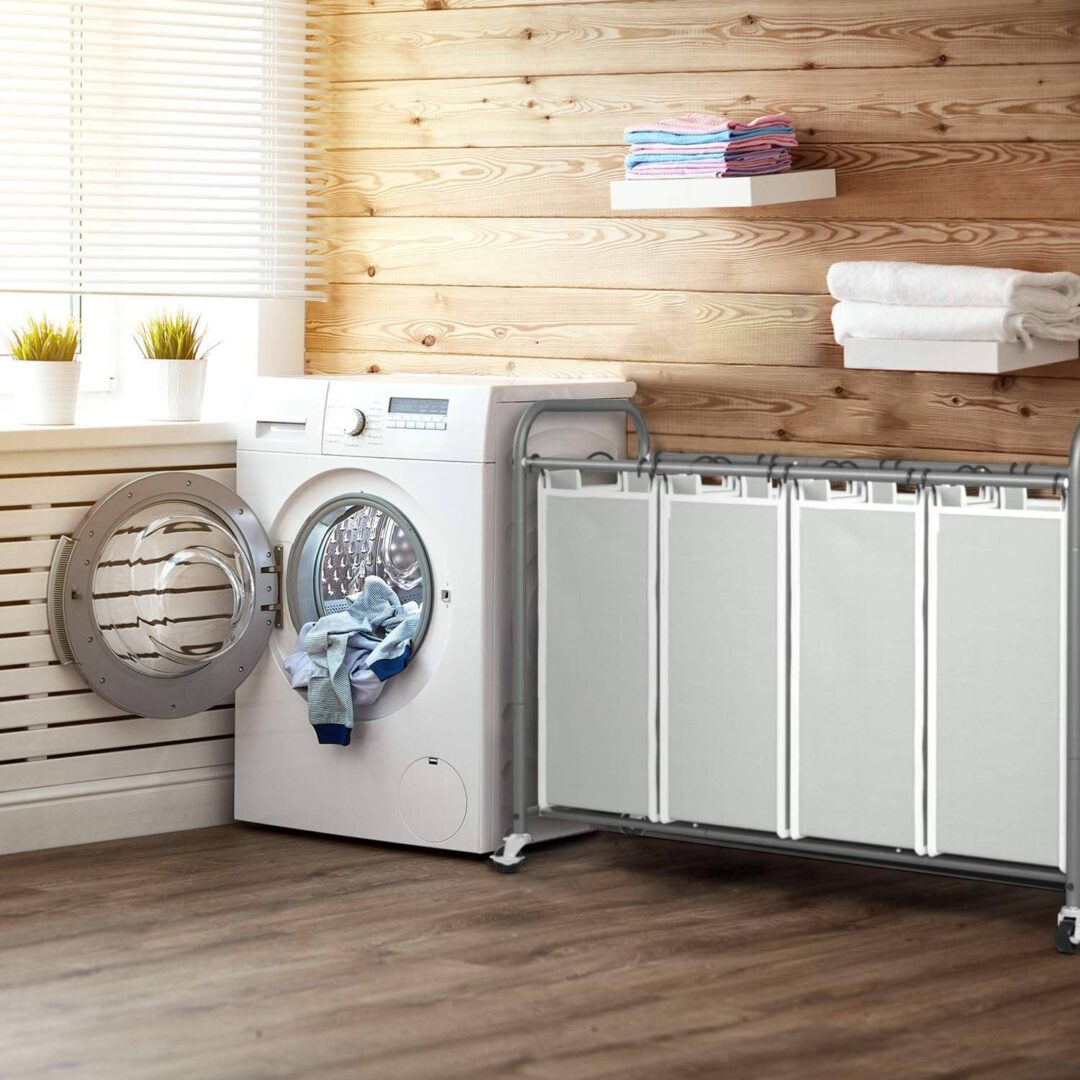4 Section Laundry Sorter Dividing Hamper Basket - Image 9
