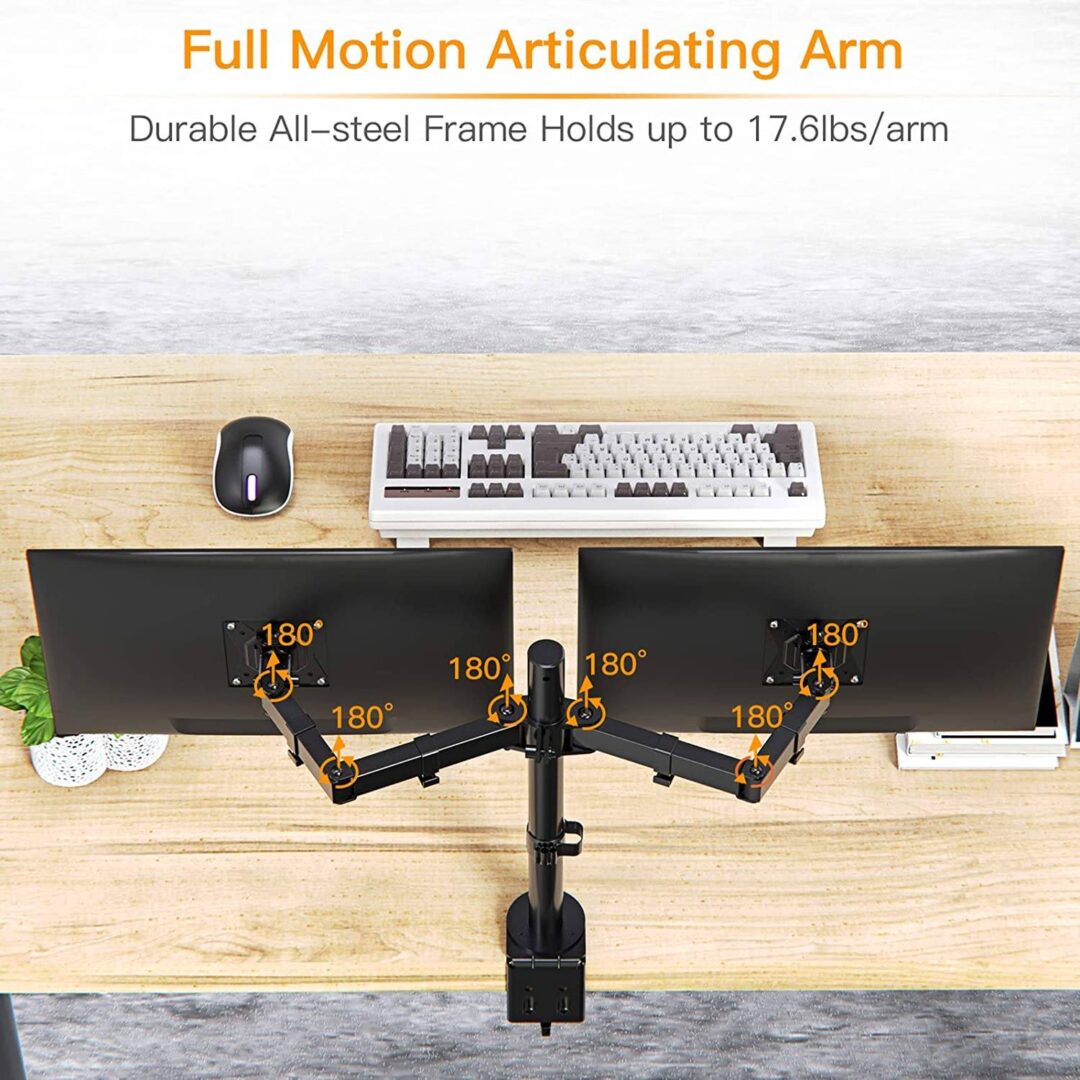 Heavy Duty Dual Computer Monitor Arm Stand For Desk - Image 7