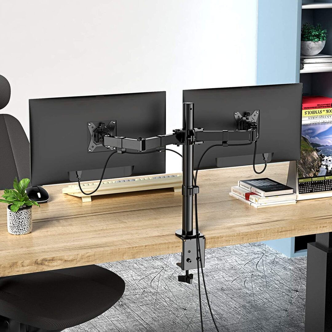 Heavy Duty Dual Computer Monitor Arm Stand For Desk - Image 8