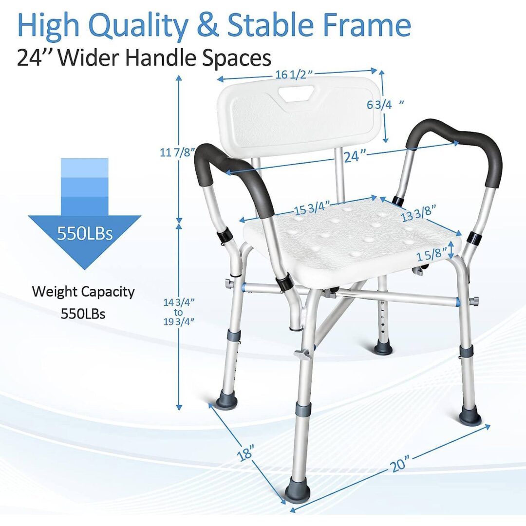 Shower Chair With Arms Bath Room Stool For Elderly - Image 4