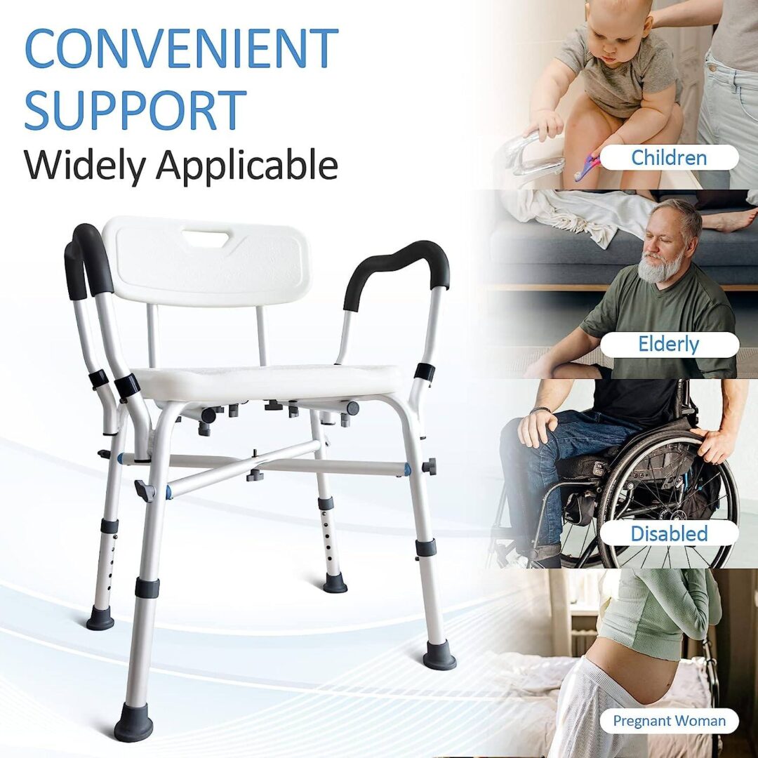 Shower Chair With Arms Bath Room Stool For Elderly - Image 6