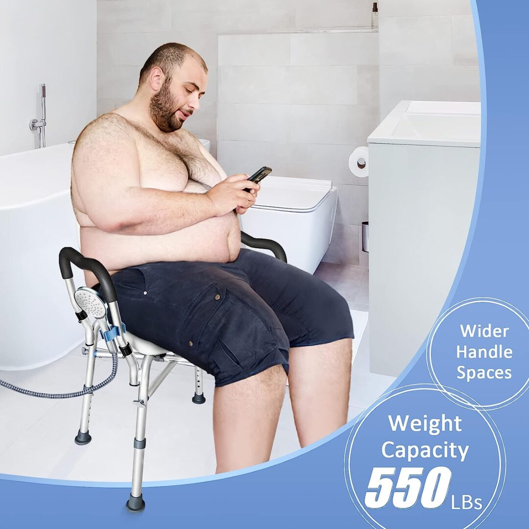 Shower Chair With Arms Bath Room Stool For Elderly - Image 7