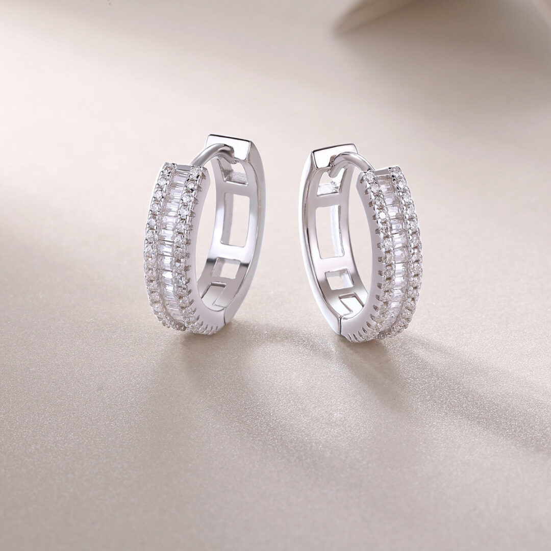 Woven Light Luxury Fashion Diamond Earrings Stud Inlaid With Mosan Diamond Silver Ornaments - Image 4