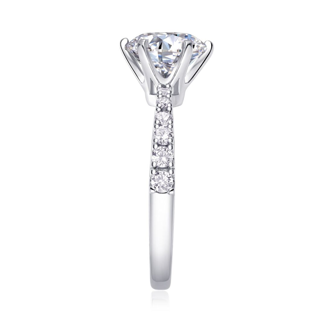 Large Diamond Diamond Ring Luxury Fashion Set Moissanite Silver Ring - Image 3