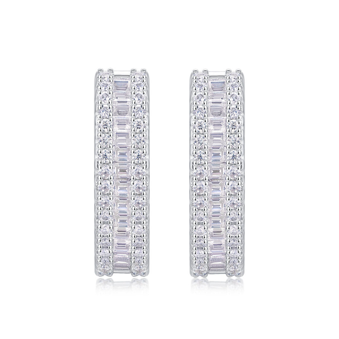 Woven Light Luxury Fashion Diamond Earrings Stud Inlaid With Mosan Diamond Silver Ornaments - Image 2