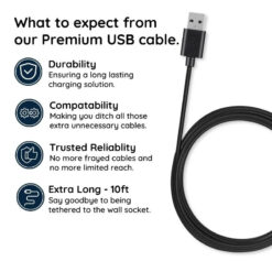 10ft Premium Micro USB Cable micro b to usb 2.0 7