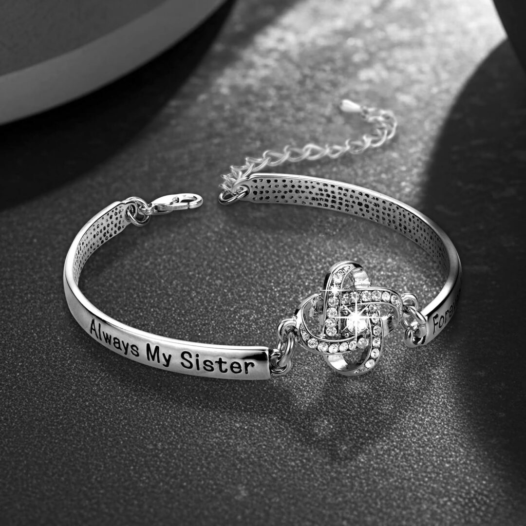 Sisters Friendship Theme Silver Bracelet - Image 4