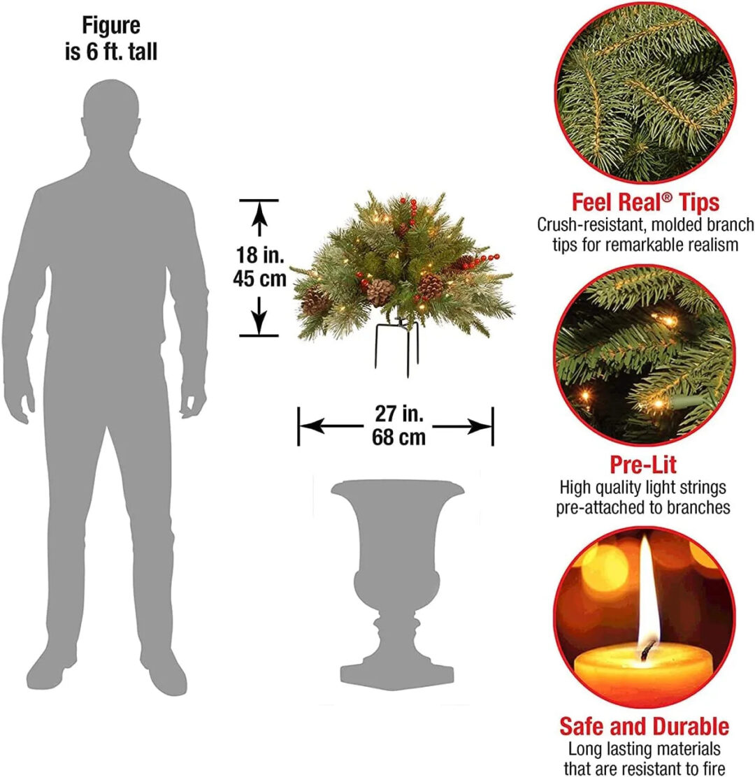 Pre-lit Artificial Christmas Tree Feel Real Urn Filler - Image 5