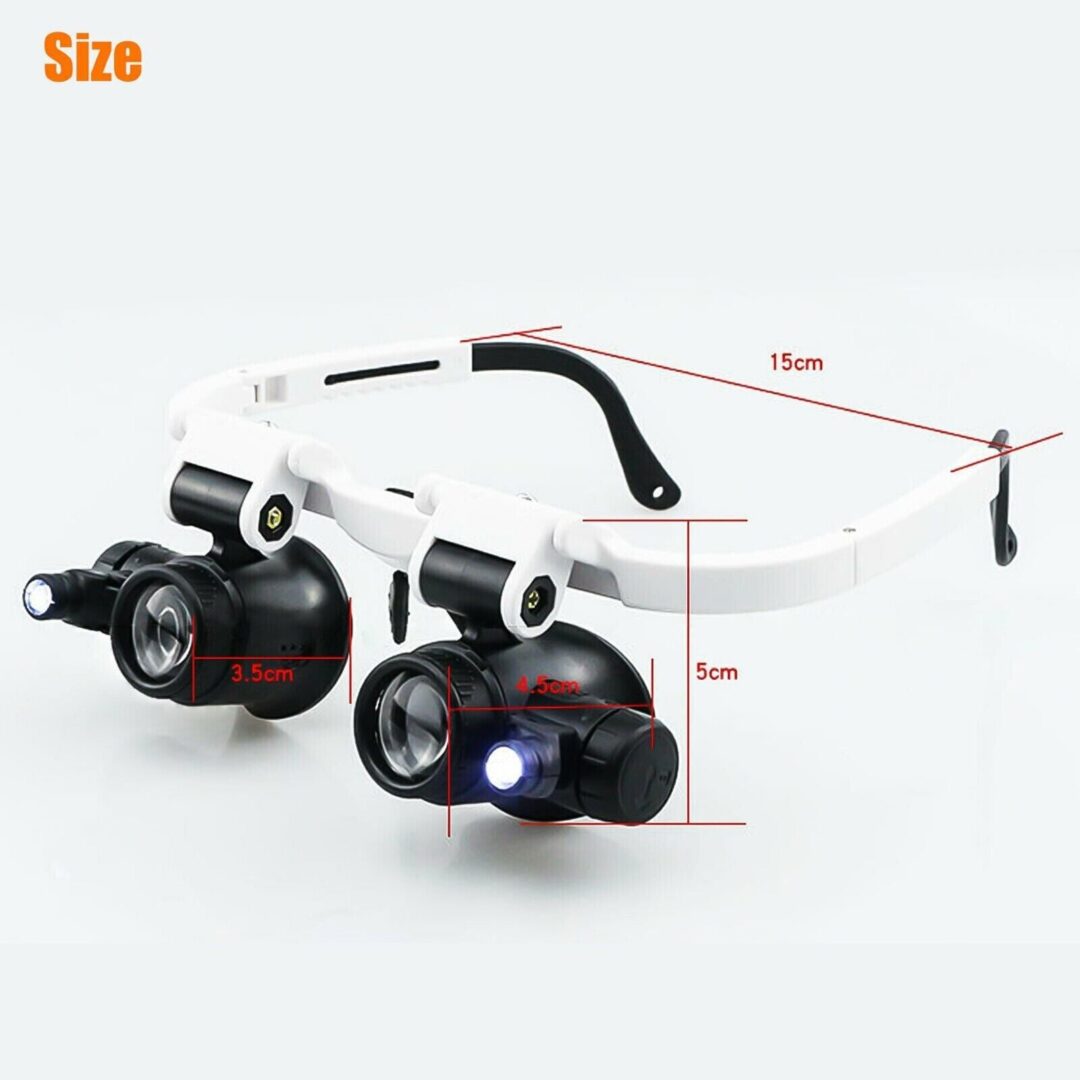 Headband Head Magnifier 8 Lens LED Light Jeweler Glasses - Image 4
