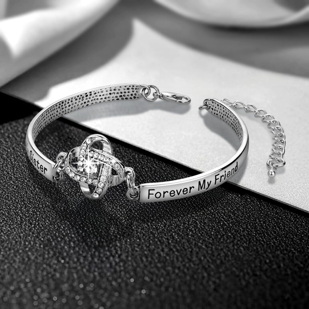 Sisters Friendship Theme Silver Bracelet - Image 5