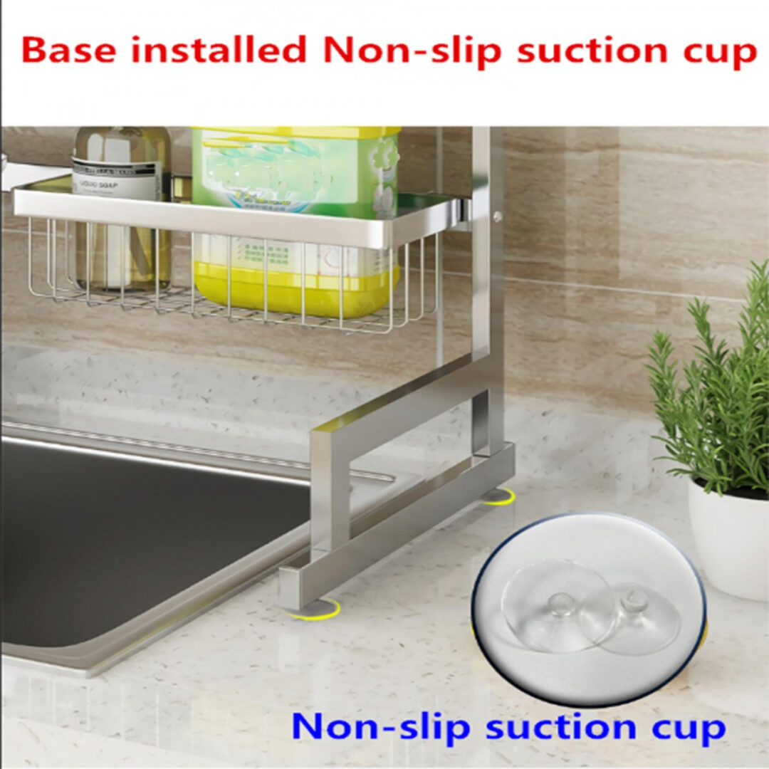 34.6" Stainless Steel Black Dish Drying Rack Over Kitchen Sink, Dishes and Utensils Draining Shelf - Image 6