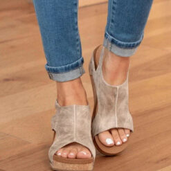 Women's Leather Platform Wedge Orthopedic Sandals