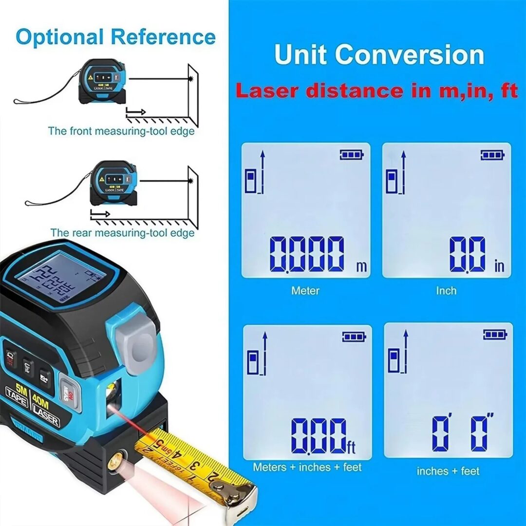 3-In-1 Laser Tape Measure 40/60M Meters Infrared - Image 6