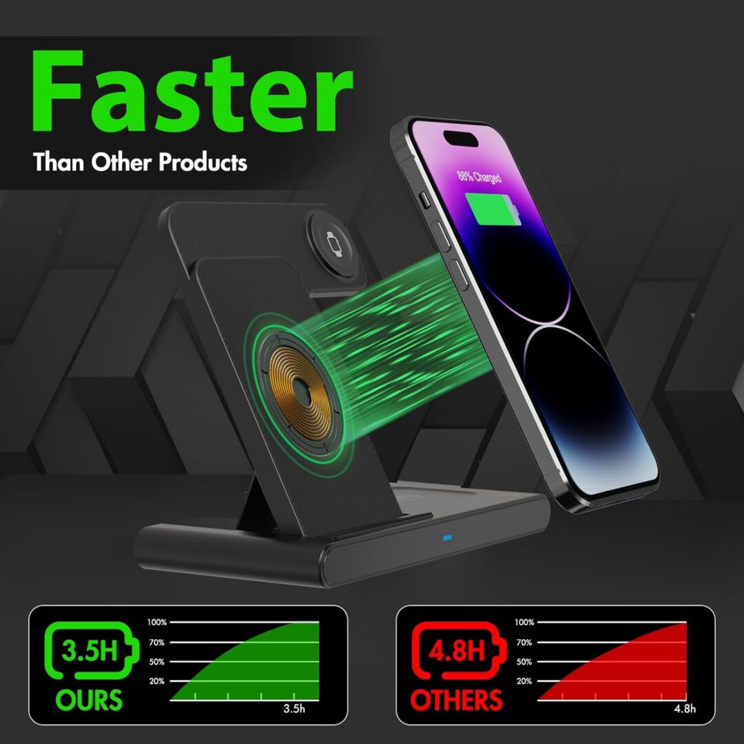 3 IN 1 Wireless Fast Charger Stand For iphone Watch And Airpod - Image 3