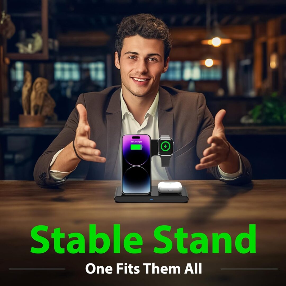 3 IN 1 Wireless Fast Charger Stand For iphone Watch And Airpod - Image 6