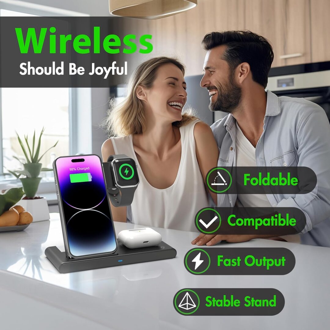 3 IN 1 Wireless Fast Charger Stand For iphone Watch And Airpod - Image 4