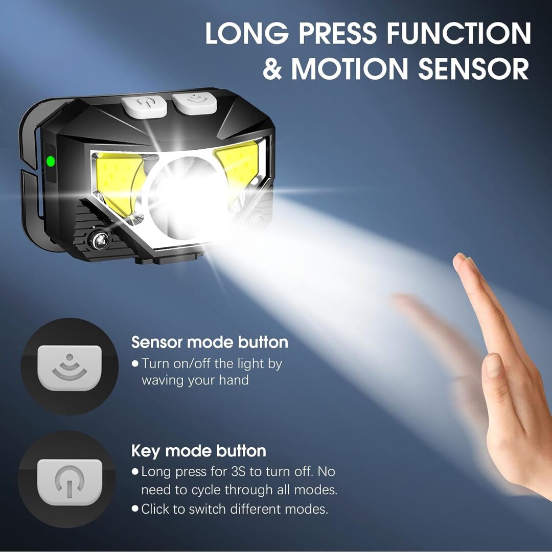 2-Pack Ultra-Bright Led Rechargeable Headlamp Flashlight Waterproof And Motion Sensor - Image 7