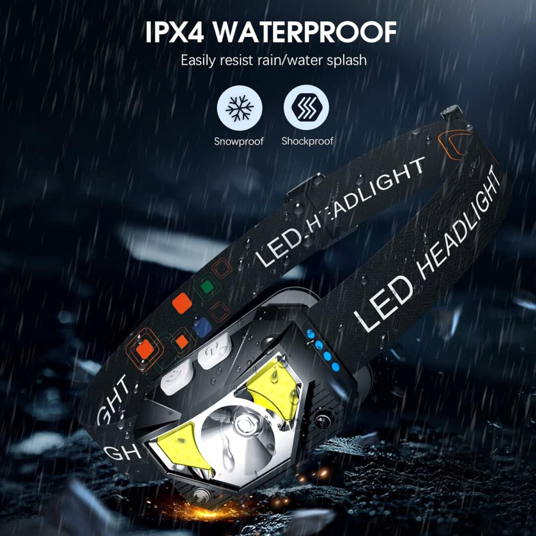 2-Pack Ultra-Bright Led Rechargeable Headlamp Flashlight Waterproof And Motion Sensor - Image 9