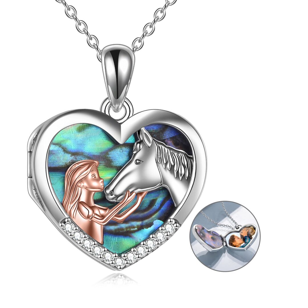Horse Heart with Girls Pendant Necklace Gifts for Her - Image 7