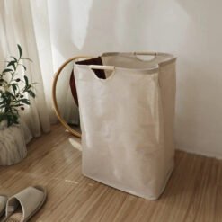 Alternative view of Japanese-style cotton-linen laundry basket