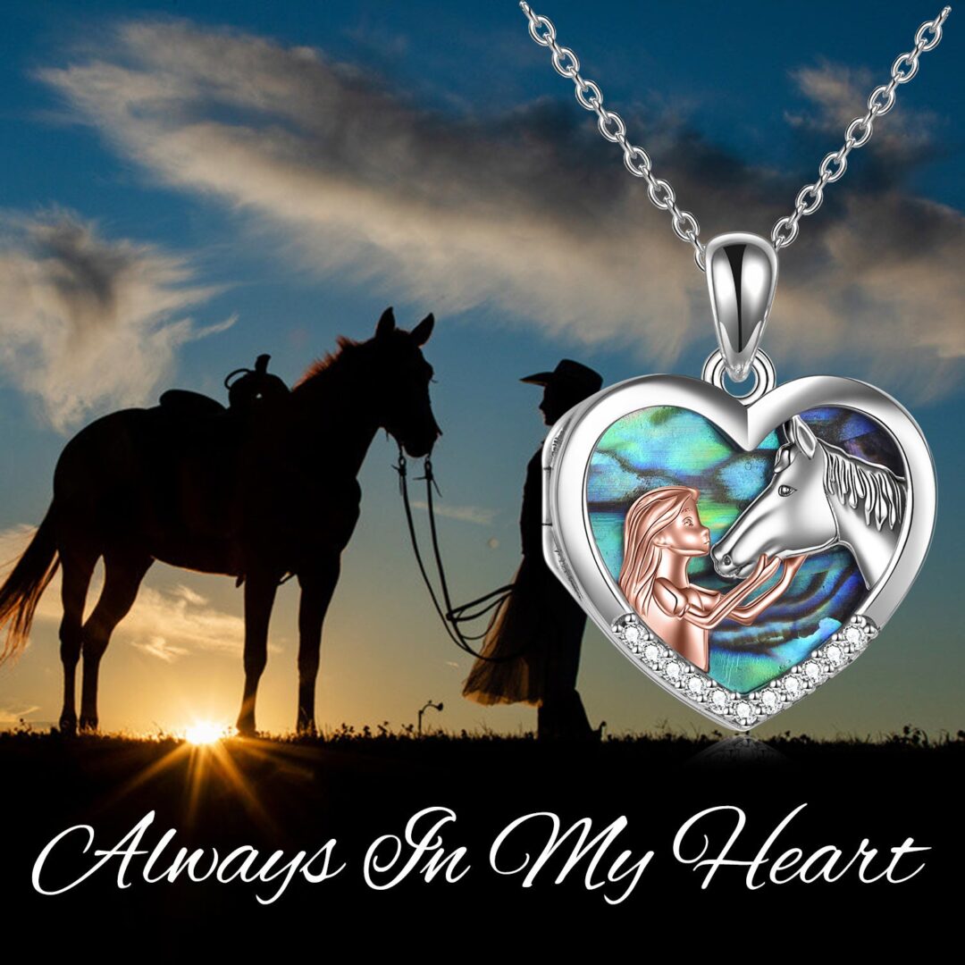 Horse Heart with Girls Pendant Necklace Gifts for Her - Image 5