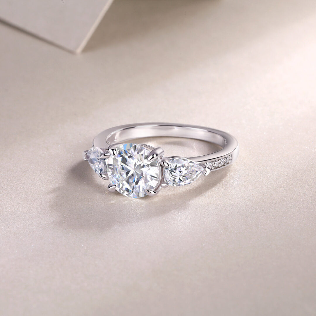 Large Diamond Ring Luxury Fashion Set Moissanite Silver Ring - Image 6