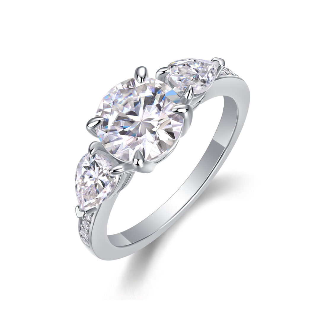 Large Diamond Ring Luxury Fashion Set Moissanite Silver Ring - Image 5