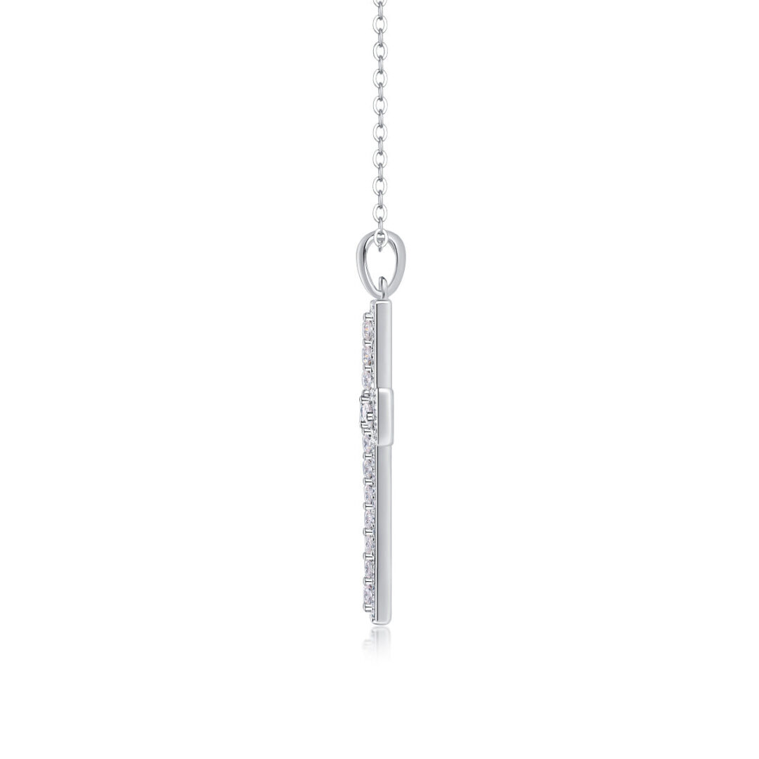 Shelter Luxury Fashion Diamond Pendant Necklace Set With Mosan Diamond Silver Ornaments - Image 2