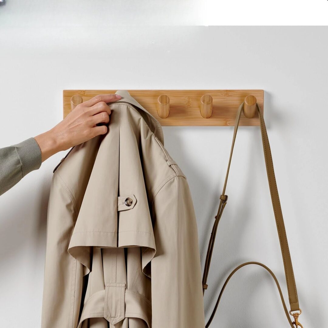 Wooden Wall-Mounted Coat Hook Rack with 5 Hooks - Image 2