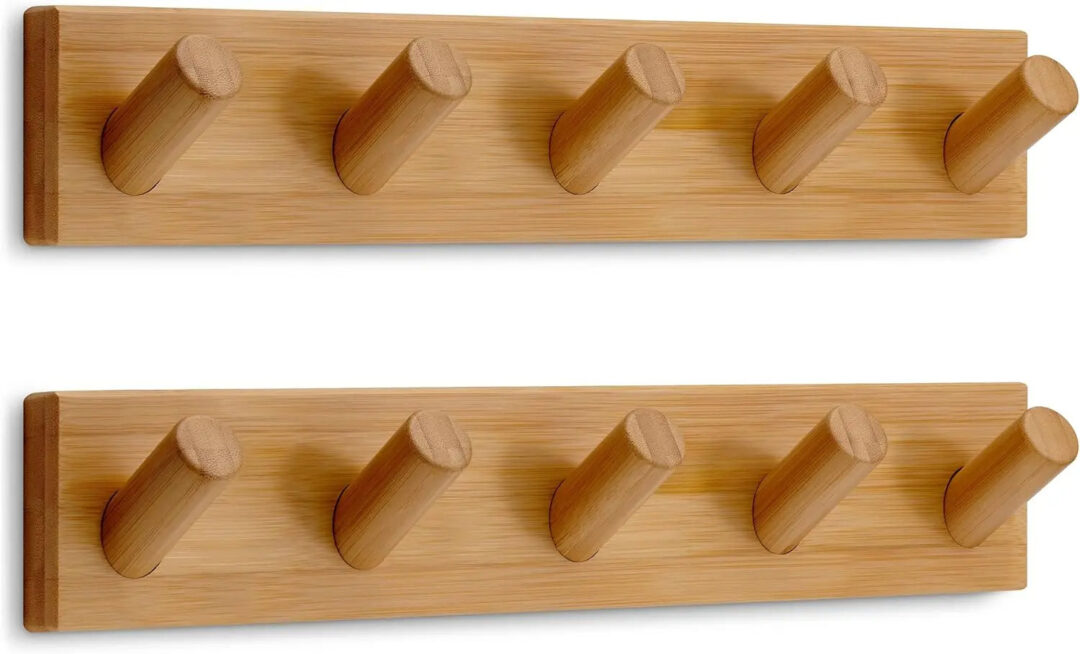 Wooden Wall-Mounted Coat Hook Rack with 5 Hooks - Image 3