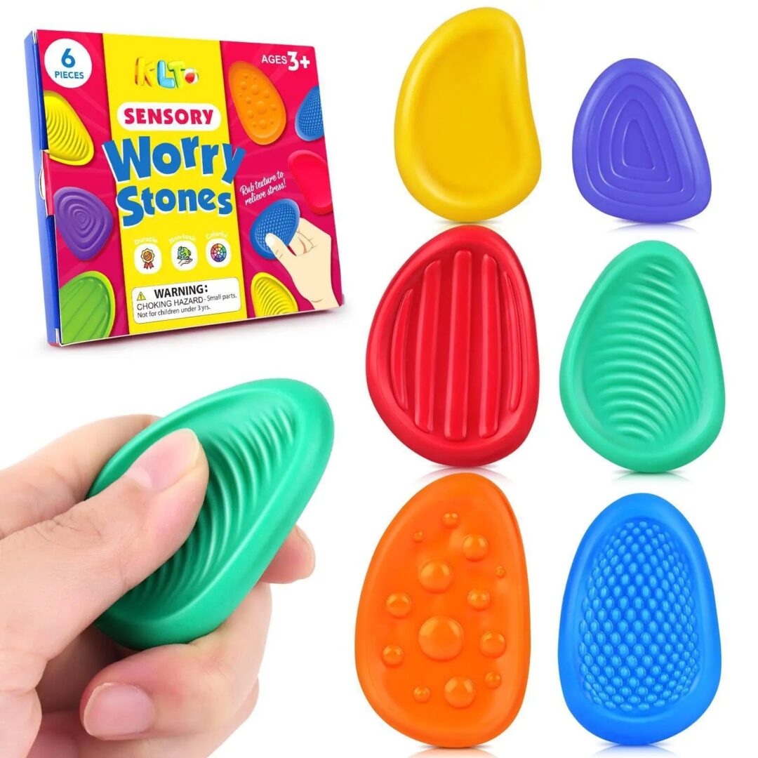 6 Pack Silicone Sensory Stone Fidget Toys - Image 3
