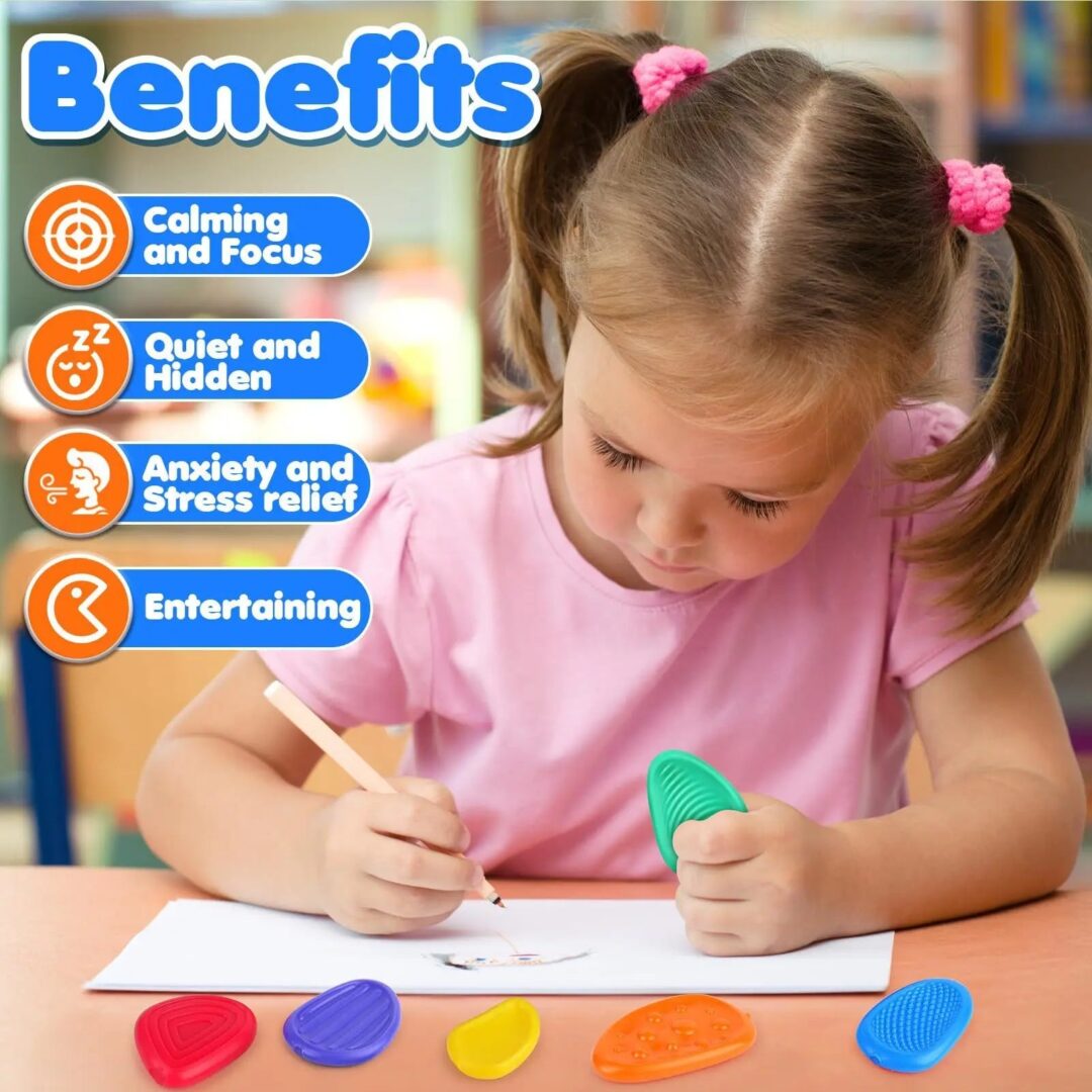 6 Pack Silicone Sensory Stone Fidget Toys - Image 2