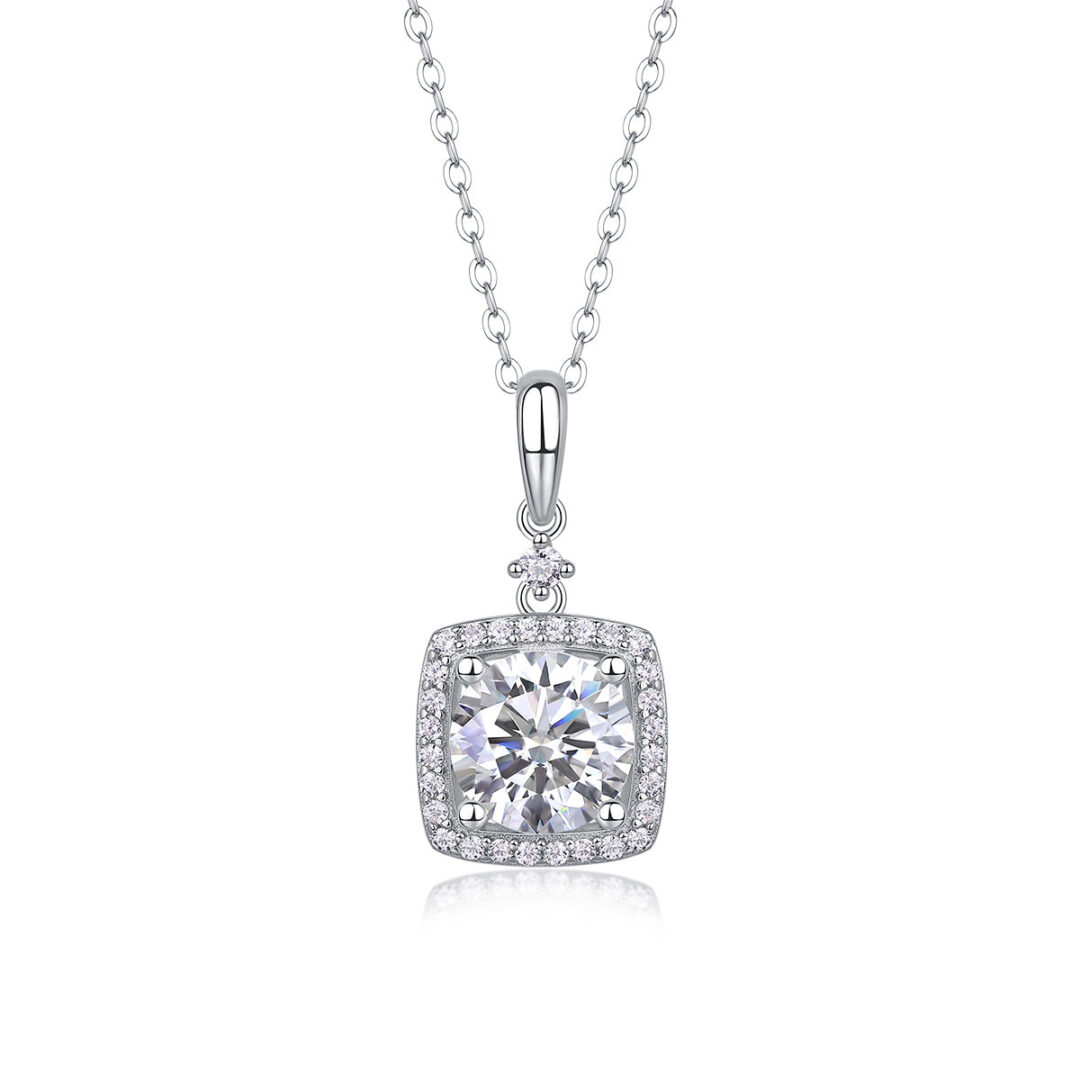 Innocent Mary Luxury Fashion Diamond Pendant Necklace Set With Mosan Diamond Silver Ornaments