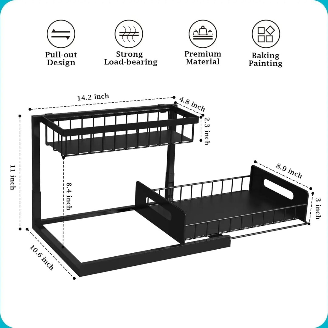 2 Tier Slide Out Under Sink Organizer - Image 5