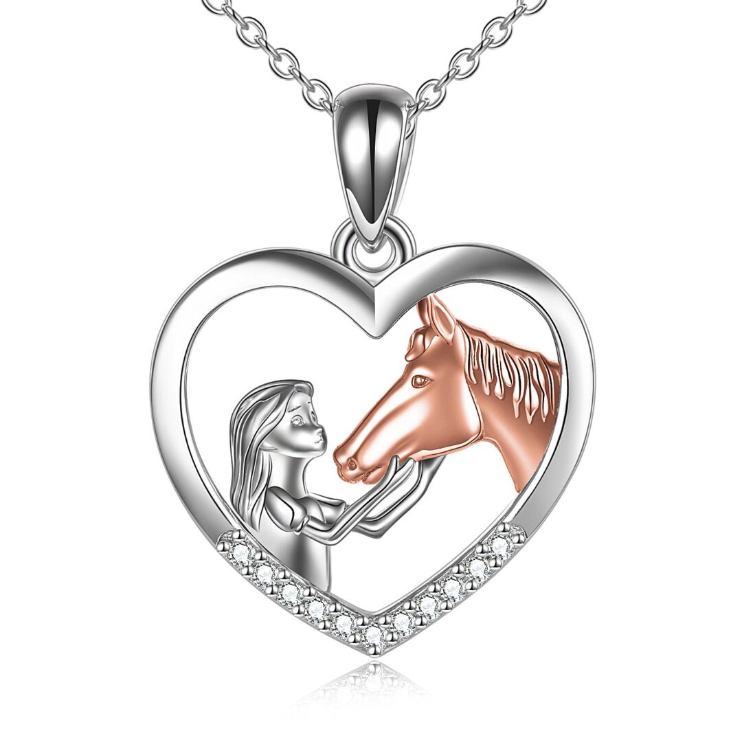 Horse Heart with Girls Pendant Necklace Gifts for Her - Image 6
