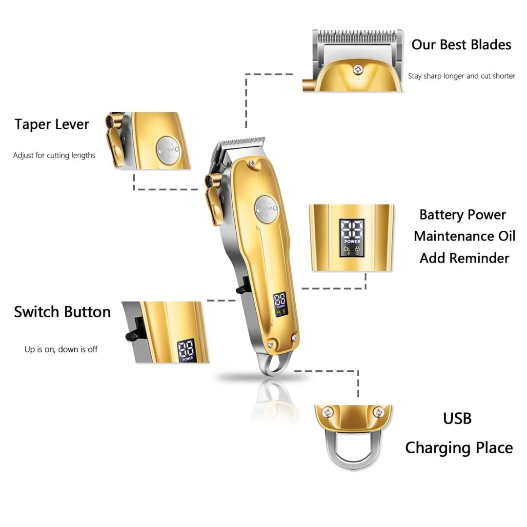 Professional Hair Clippers for men gold Set | Gold Hair Clippers Cordless - Image 2