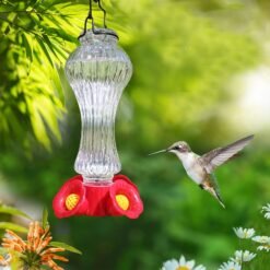 Flowers Glass Hummingbird Feeder With Ant Moat